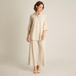 Blusa Botones Carey Manga 3/4 Cuello Camisero Mujer Lorenzo Di Pontti