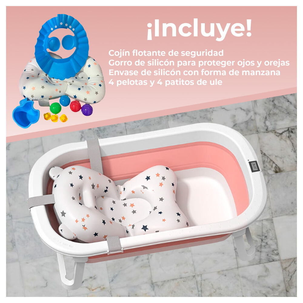 Tina Ba&ntilde;era Plegable Para Beb&eacute;, Coj&iacute;n Y Accesorios Rosada image number 3.0