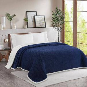 Frazada Andes Chiporro Espiga Azul 2 Plaza