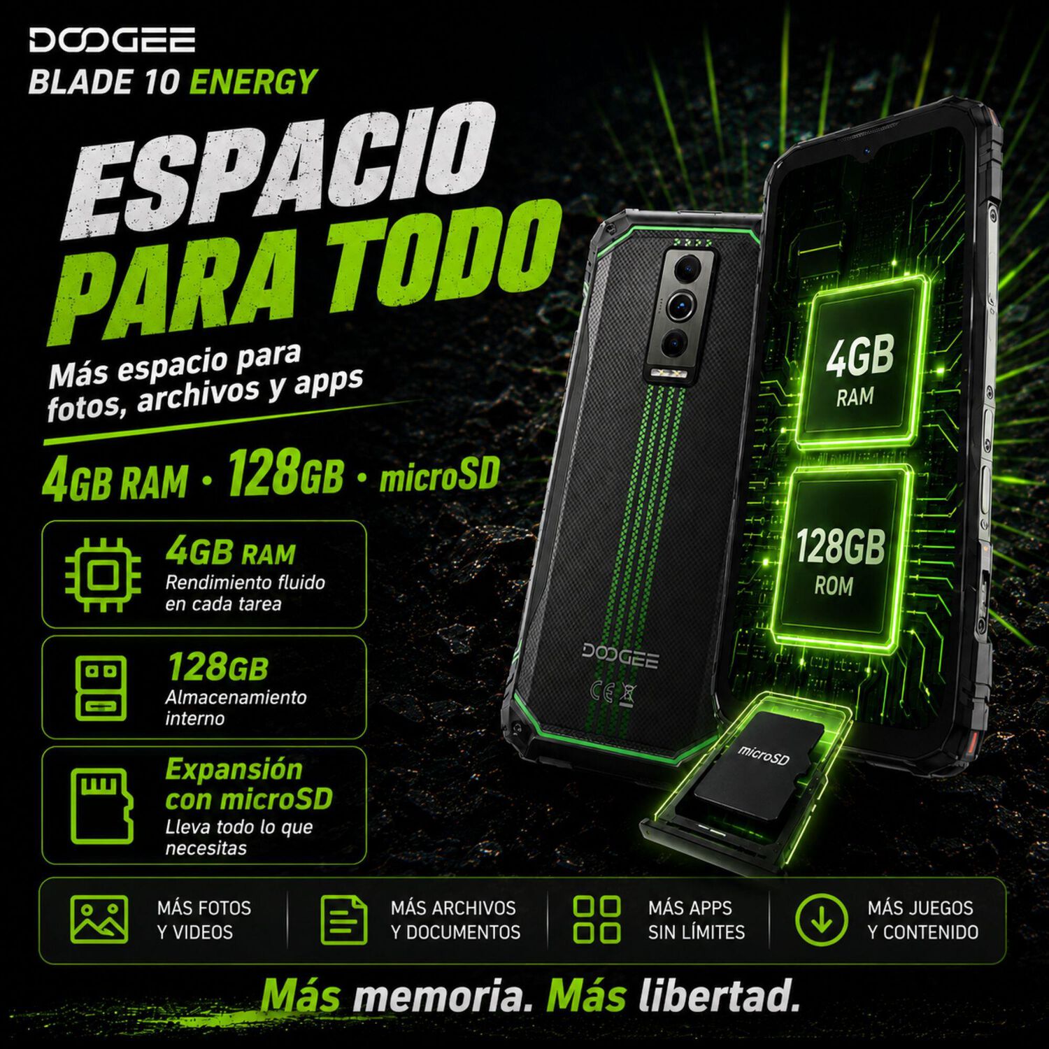 Doogee Blade 10 Energy | Celular Rugged Delgado Ip68 image number 5.0
