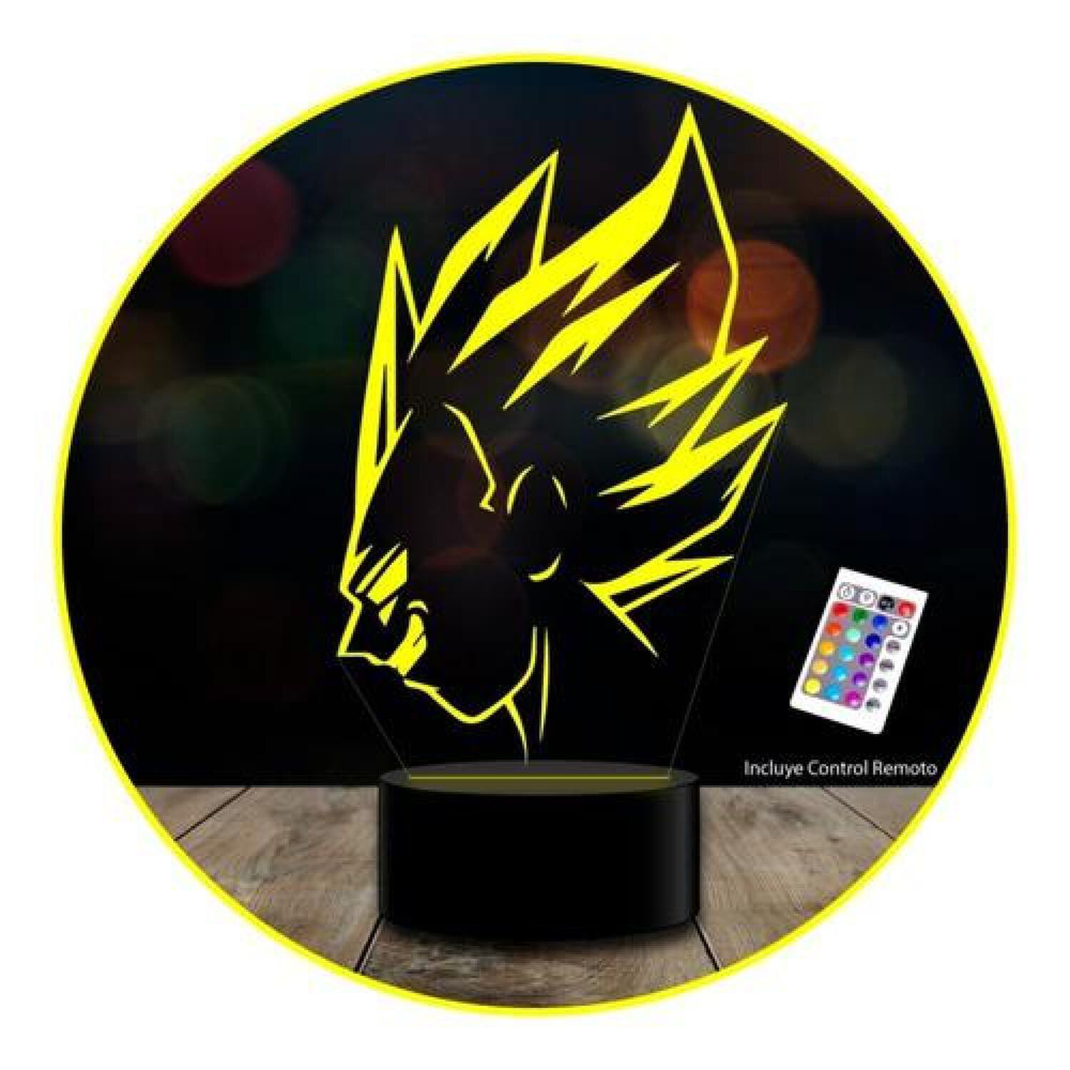L&aacute;mpara 3d 7 Colores Vegeta Dragon Ball (estoykuku) image number 0.0