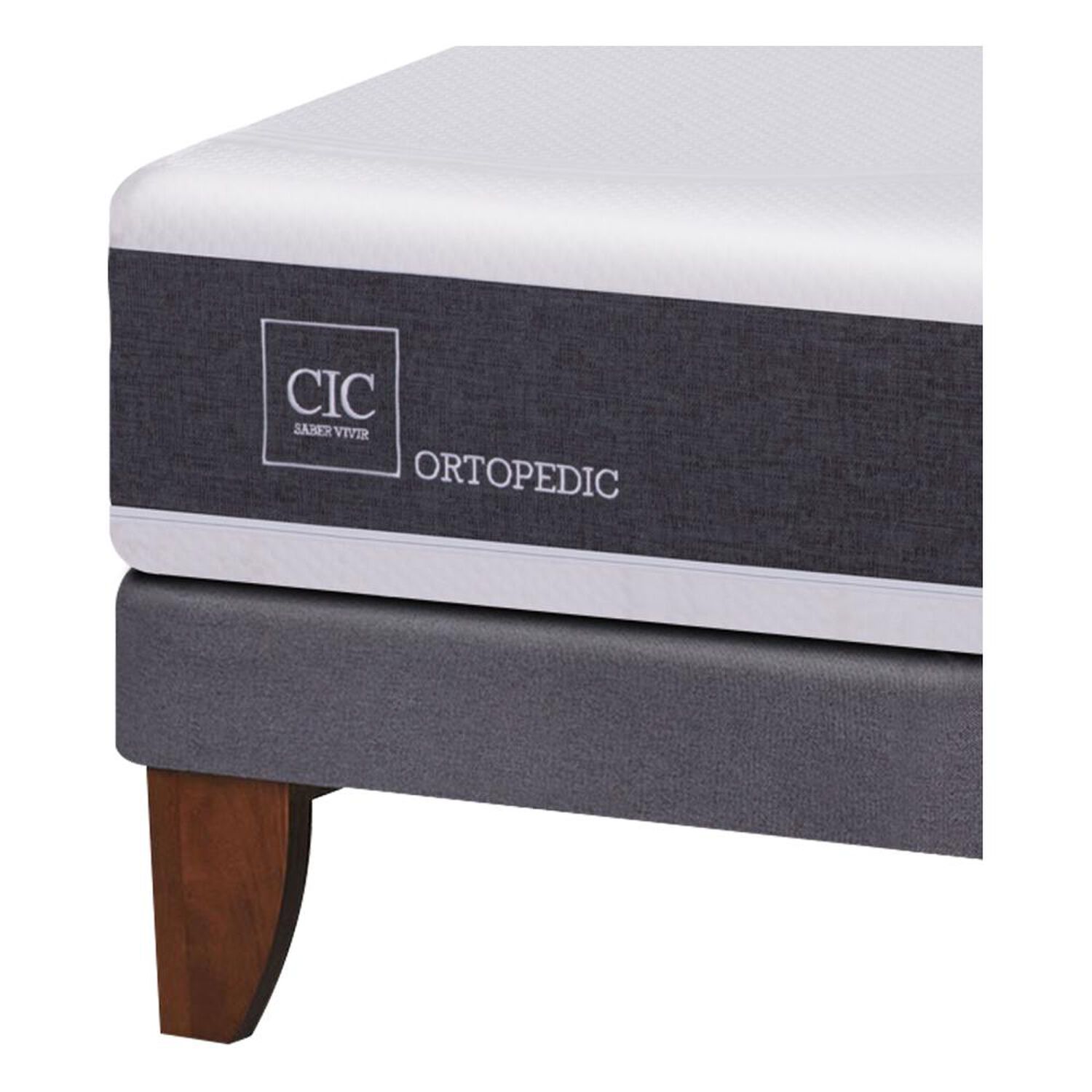 Cama Europea Cic New Ortopedic / 2 Plazas / Base Dividida + Set De Maderas + Almohadas image number 2.0