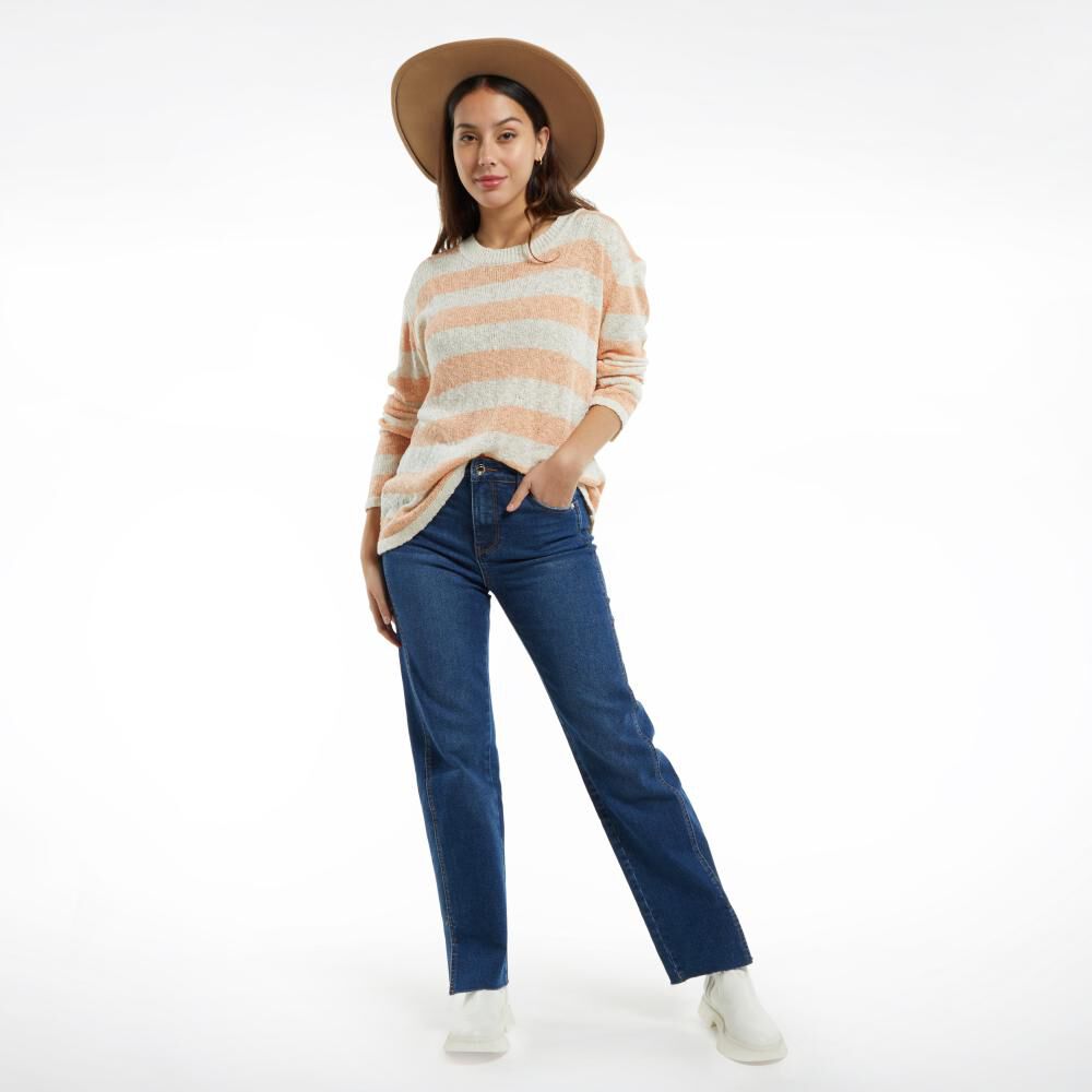 Sweater Boucle Listado Cuello Redondo Mujer Kimera image number 1.0