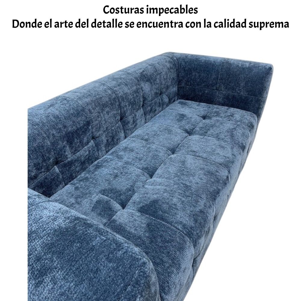 Sofá Comprimido Tela De Pana 200x90cm K30 Azul image number 4.0