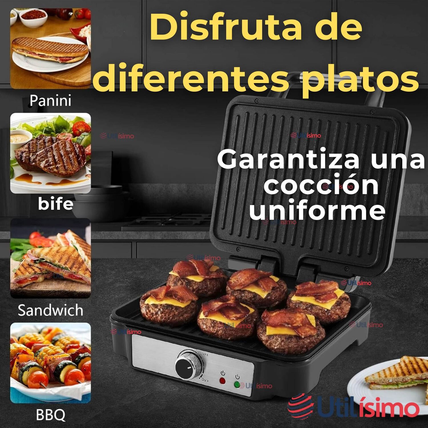 Plancha Parrillera El&eacute;ctrica 2000w Asadora Doble Cara Antiadherente image number 6.0