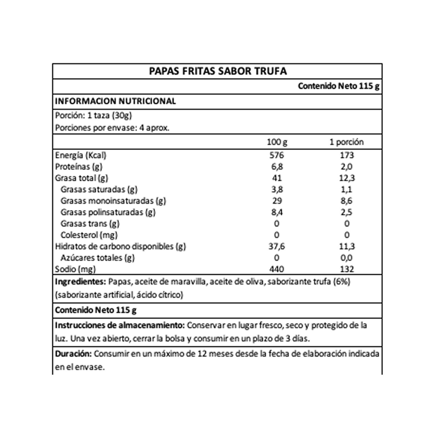 Papas Fritas Trufa Wanna Freak 1 X 115 Gr image number 3.0
