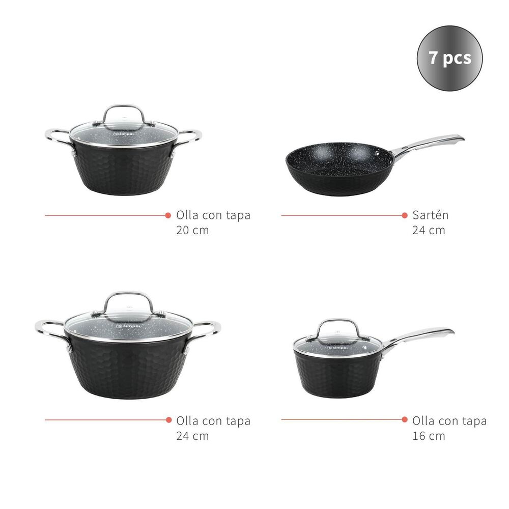 Bater&iacute;a De Cocina Antiadherente Black Copper 7 Pzs Simplit image number 4.0