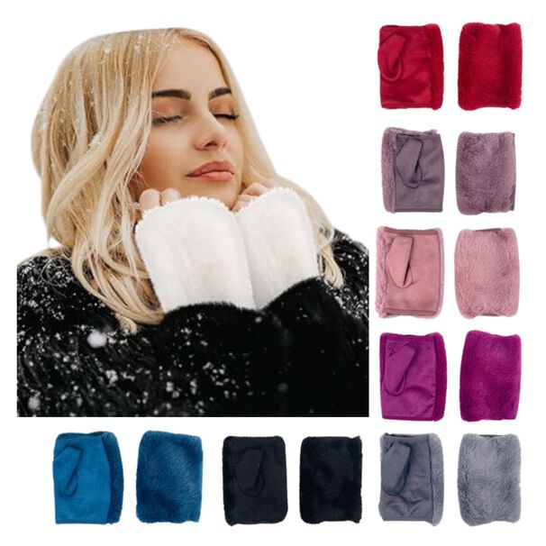 Pack 5 Guantes Mujer Sin Dedos Con Agujero Pulgar Surtido
