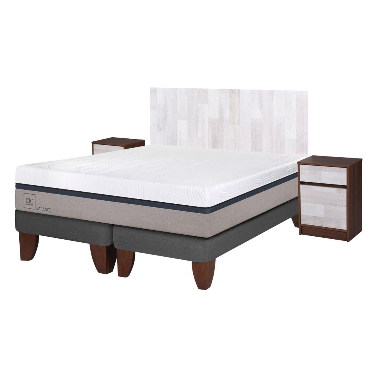 Cama Europea Cic Balance / King / Base Dividida + Set De Maderas image number 1.0