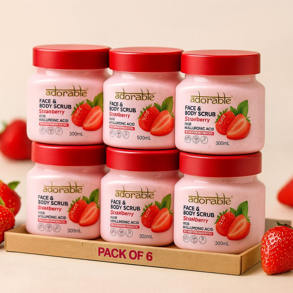 Pack Adorable 6 Exfoliantes Frutilla&&aacute;cido Hialur&oacute;nico 300ml image number 1.0