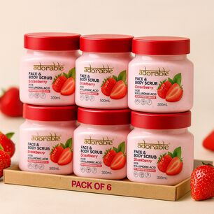 Pack Adorable 6 Exfoliantes Frutilla&&aacute;cido Hialur&oacute;nico 300ml
