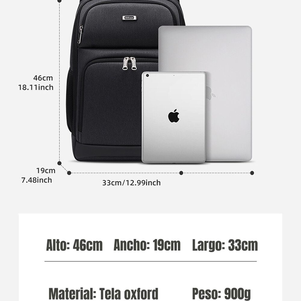 Mochila Notebook Inteligente Con Usb Negra By Lubabycas image number 7.0