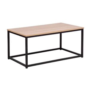 Mesa De Centro Sky Rectangular 90cm Elgante Mdf Natural Base Metalica