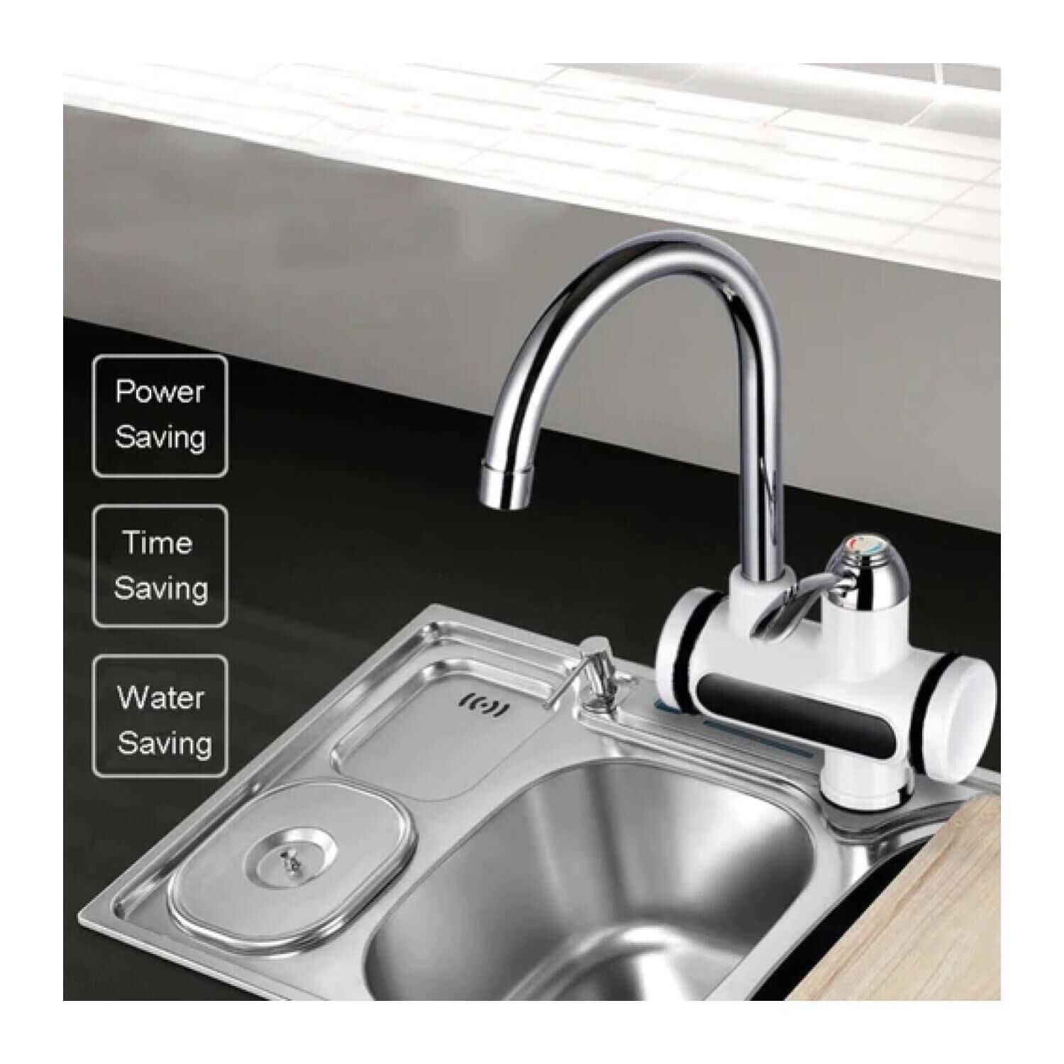 Grifo Llave Calentador De Agua Para Cocina Gira 360 Led image number 3.0