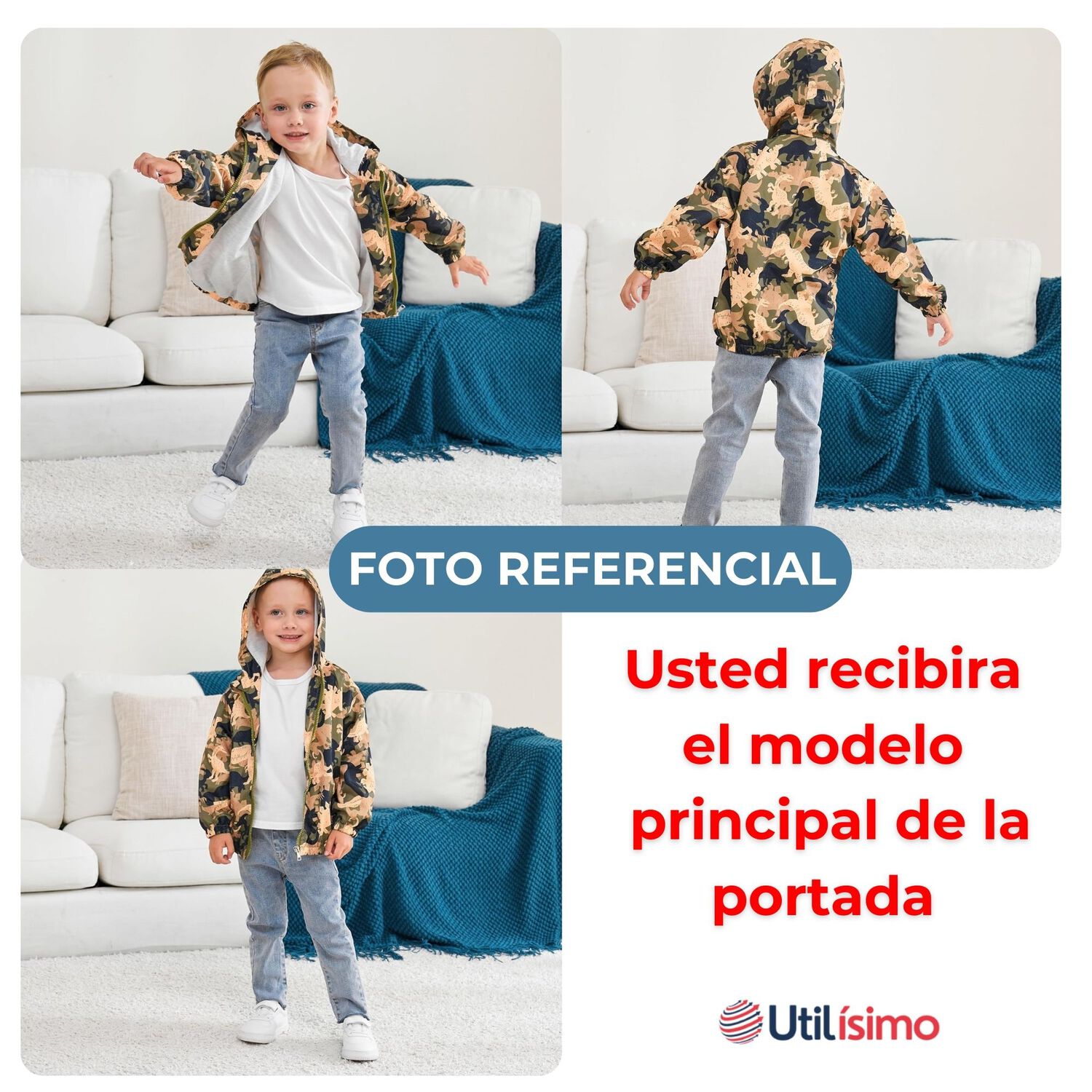 Cortaviento Impermeable Chaqueta Estampado Ni&ntilde;o Y Beb&eacute; Rawr Dinosaur image number 3.0
