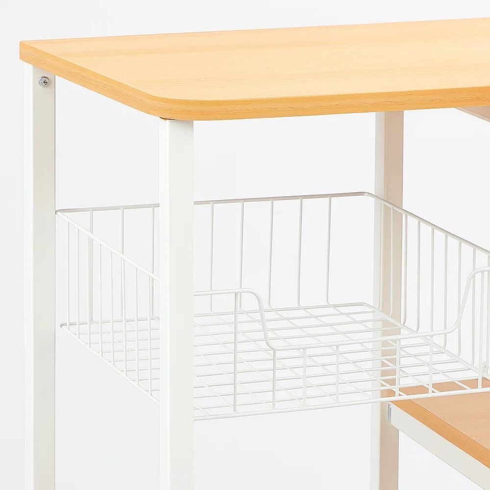 Mesa Lateral Para Cocina De Organizaci&oacute;n 3 Niveles Madera Clara - Blanca image number 5.0