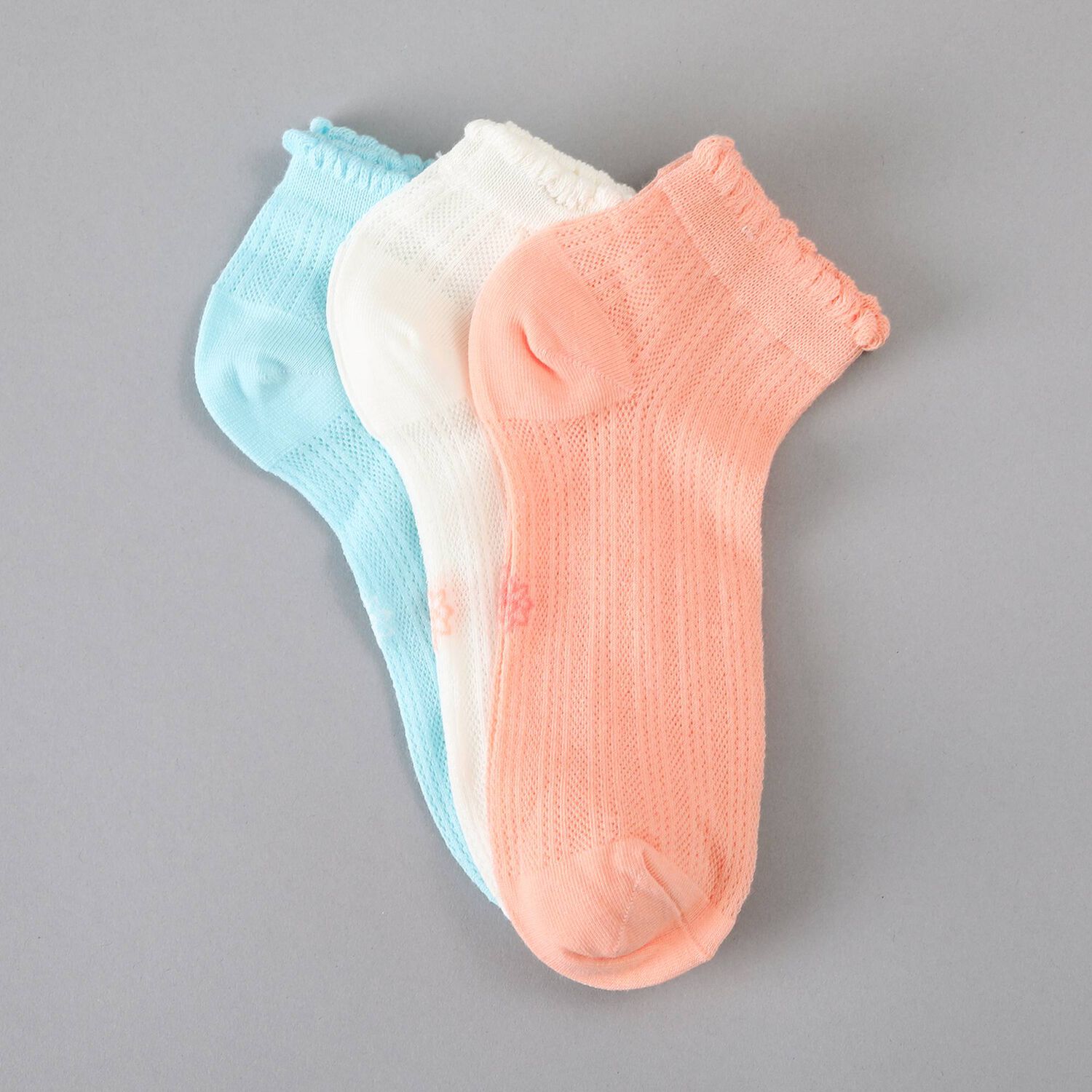 Calcetin 3x Pack Corto Textura Flores Mujer 50776-243 image number 1.0
