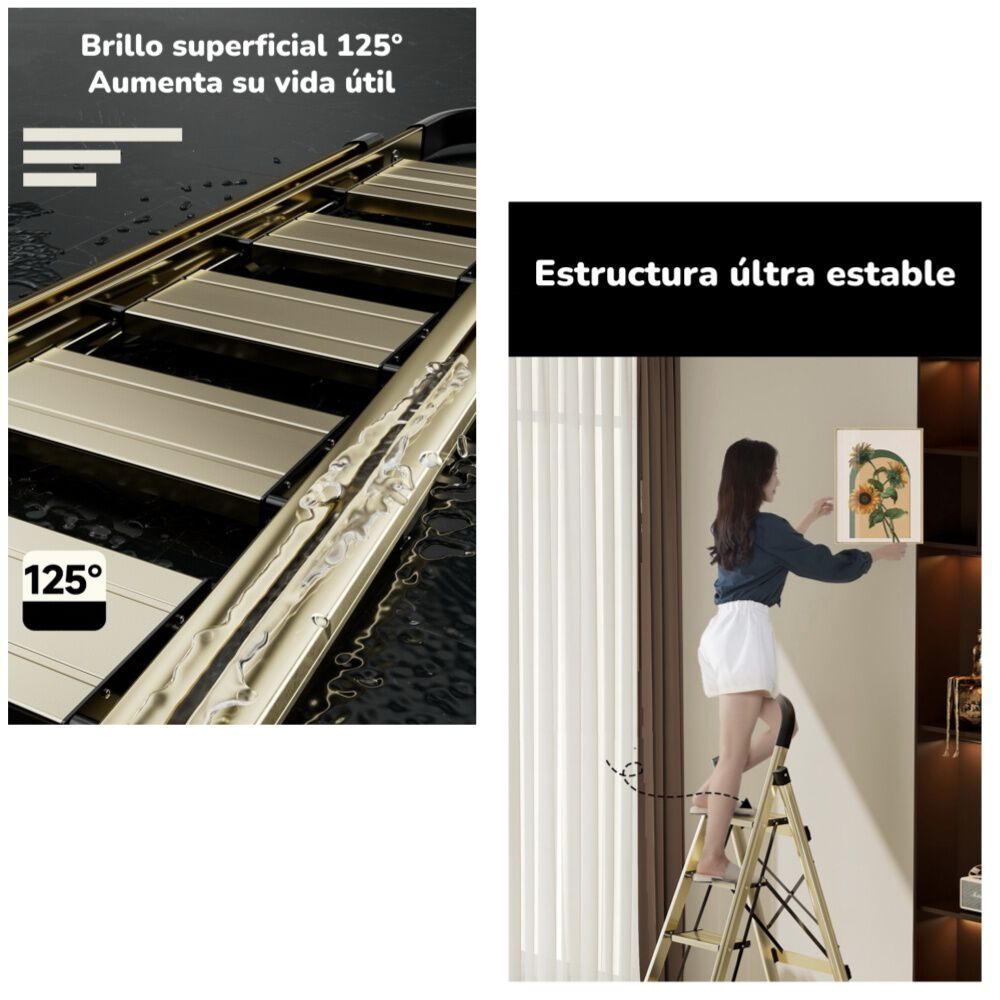 Escalera De Aluminio Dorada 5 Escalones By Lubabycas image number 2.0