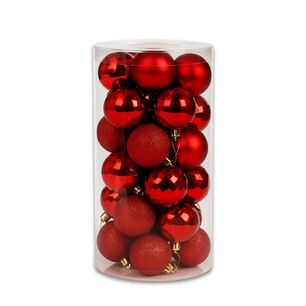 24 Esferas Navide&ntilde;as Bambalinas Esferas 6 Cm Rojas Decorar