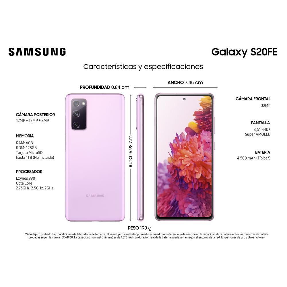 Smartphone Samsung Galaxy S20 Fe Cloud Lavender / 128 Gb / Liberado image number 7.0