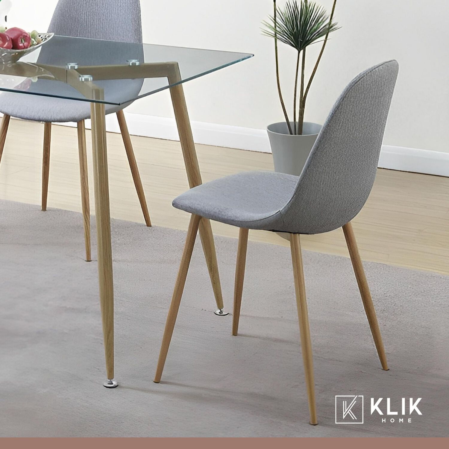 Comedor Rectangular Blanca 120x80 Cms + 6 Sillas Spoon Velvet - Gris image number 7.0