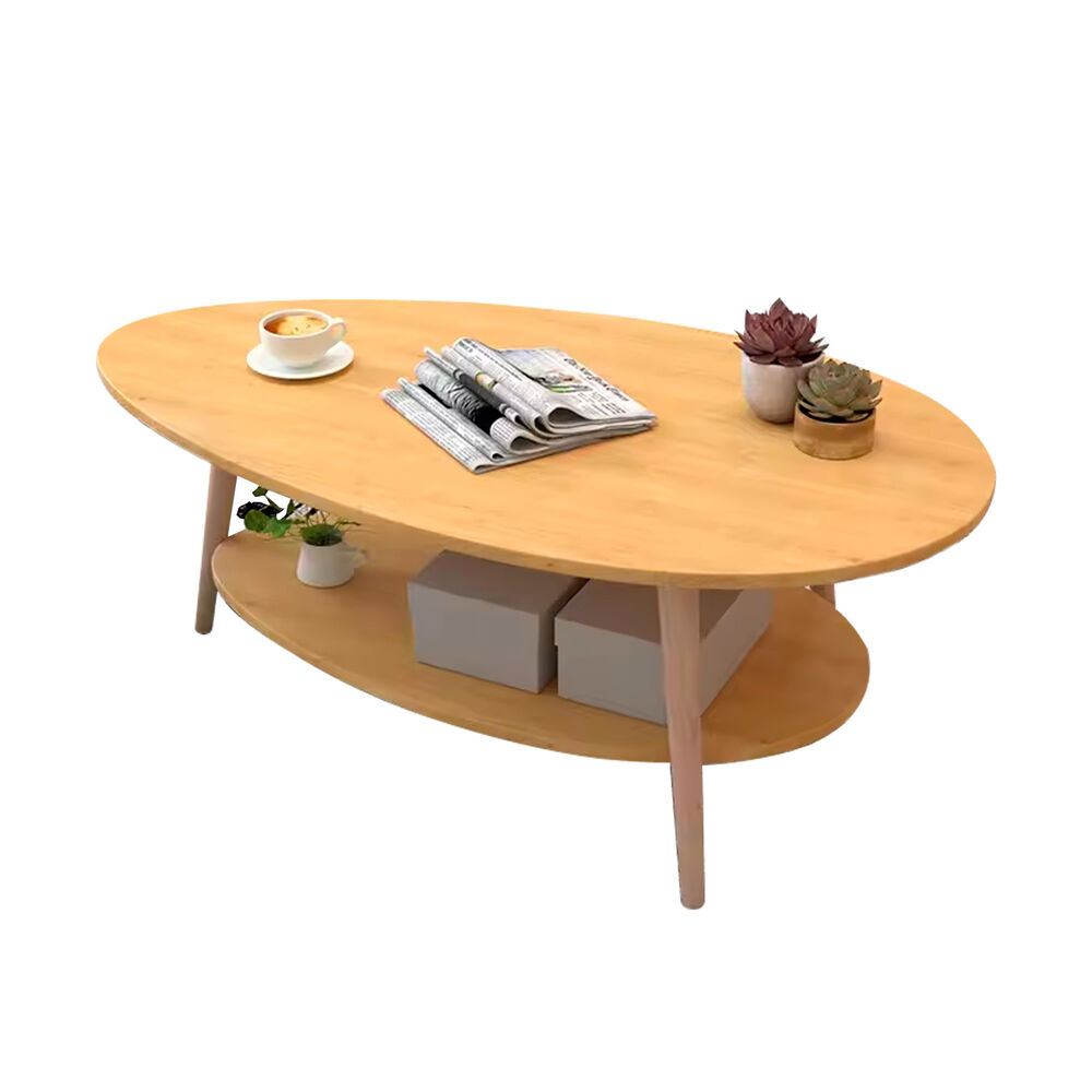 Mesa De Centro Ovalada Moderna Minimalista Con Almacenamiento image number 0.0