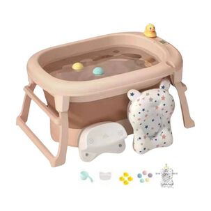 Ba&ntilde;era Con Cojin Term&oacute;metro M&aacute;s Accesorios Rosada Lubabycas