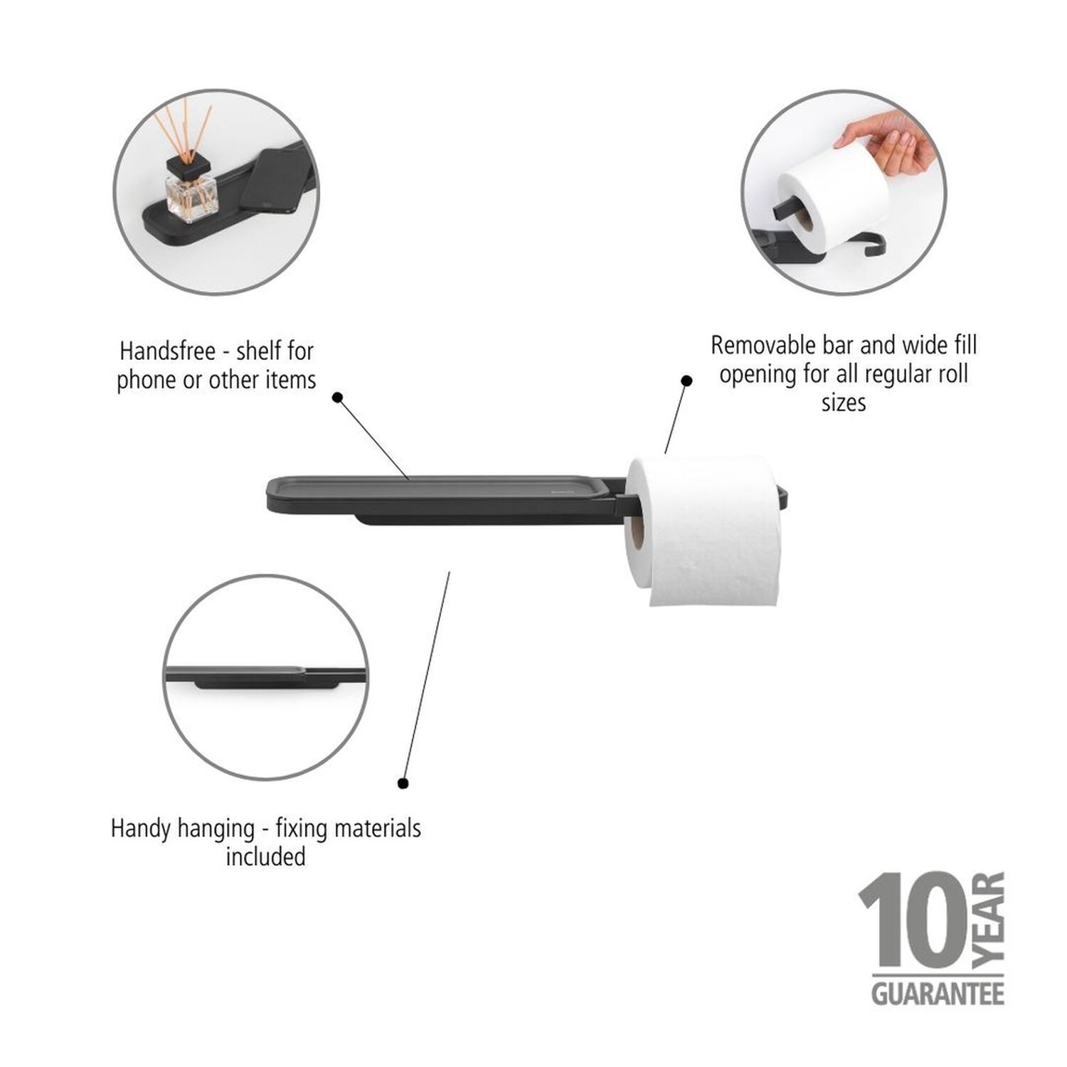 Porta Rollos Con Estante Mindset Mineral Infinite Grey image number 6.0