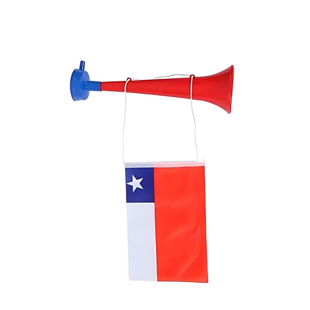 Vuvuzela Bicolor Bandera Chilena 28cm Fiestas Patrias Cotillon image number 2.0