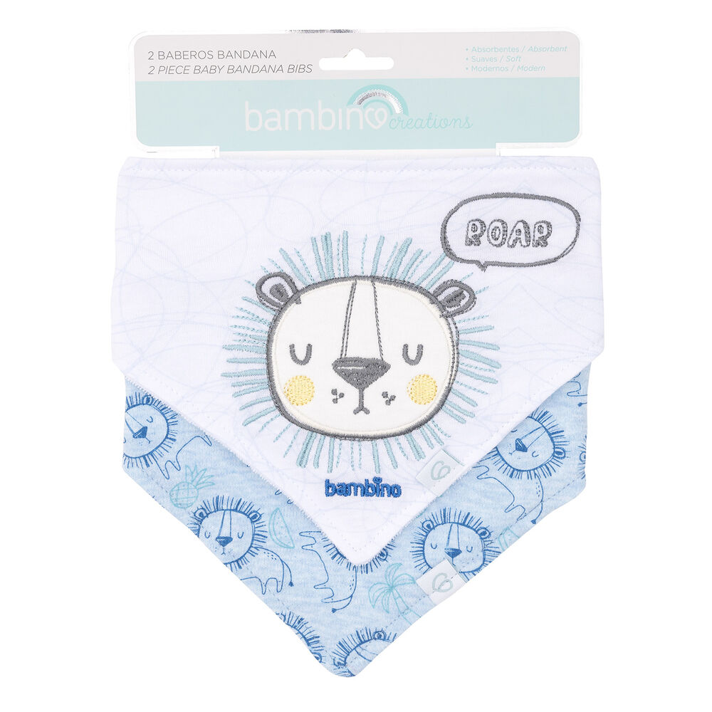 Set 2 Babero Bandana Blanco Leon Niño image number 0.0
