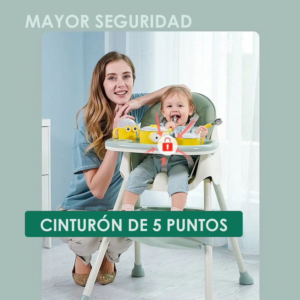 Silla De Comer Multifuncional Verde - Babymine image number 9.0