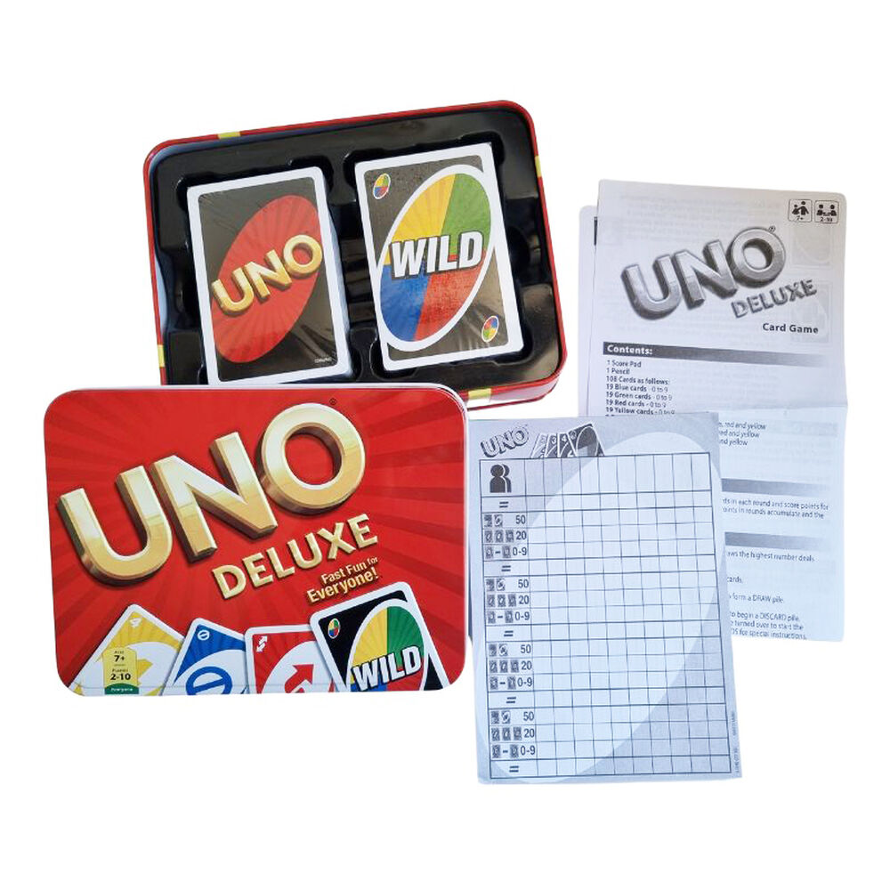 Uno Deluxe Juego De Cartas + Caja De Aluminio Jugo De Mesa image number 4.0