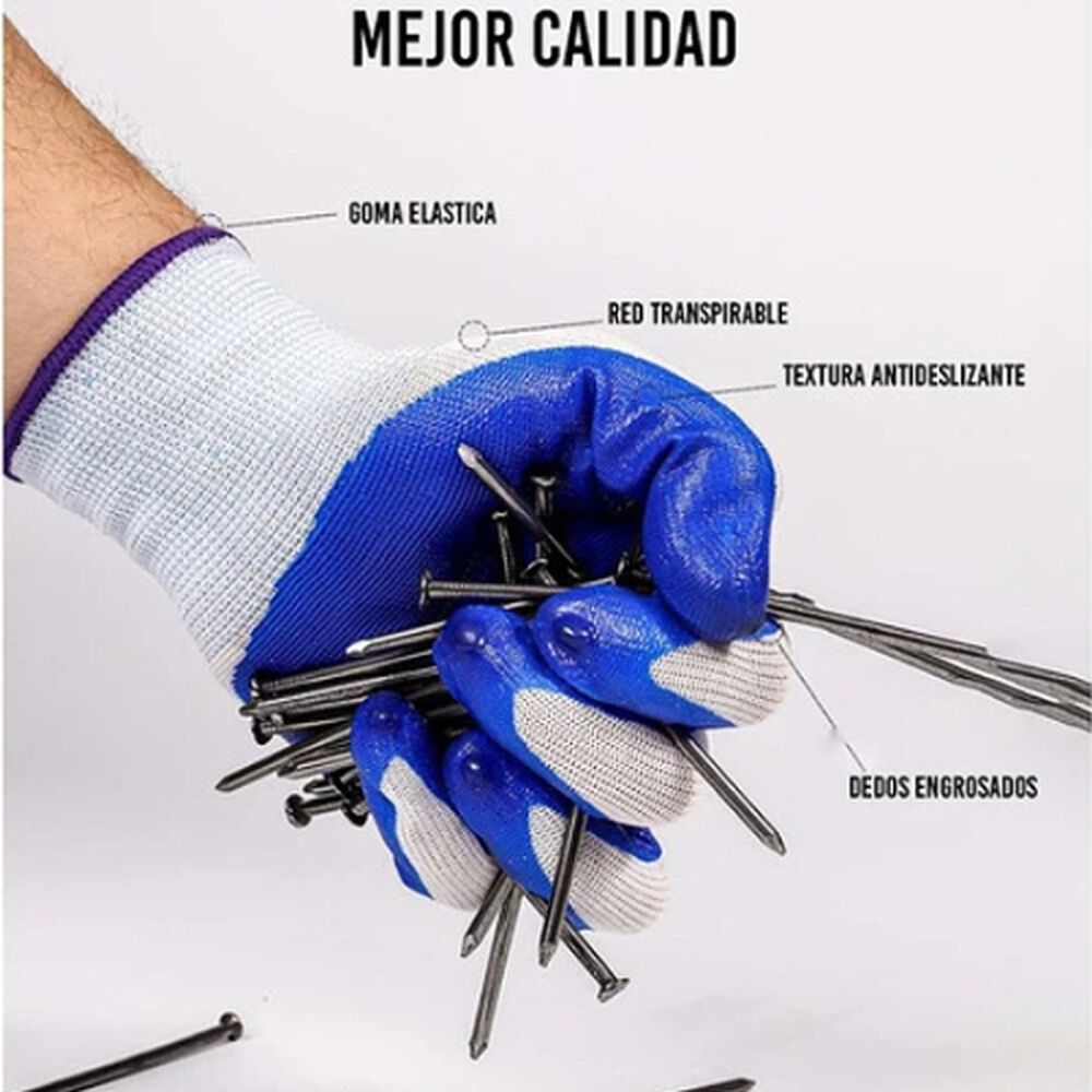Pack 12 Pares Guantes Goma Antideslizantes Jardin Limpieza image number 3.0