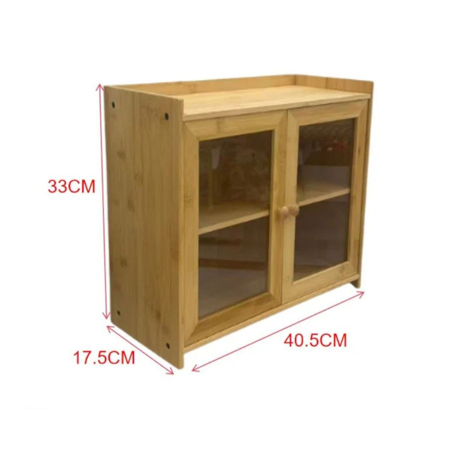 Organizador De Bamb&uacute; Con Puertas De Vidrio 2 Niveles 40.5x33cm image number 1.0