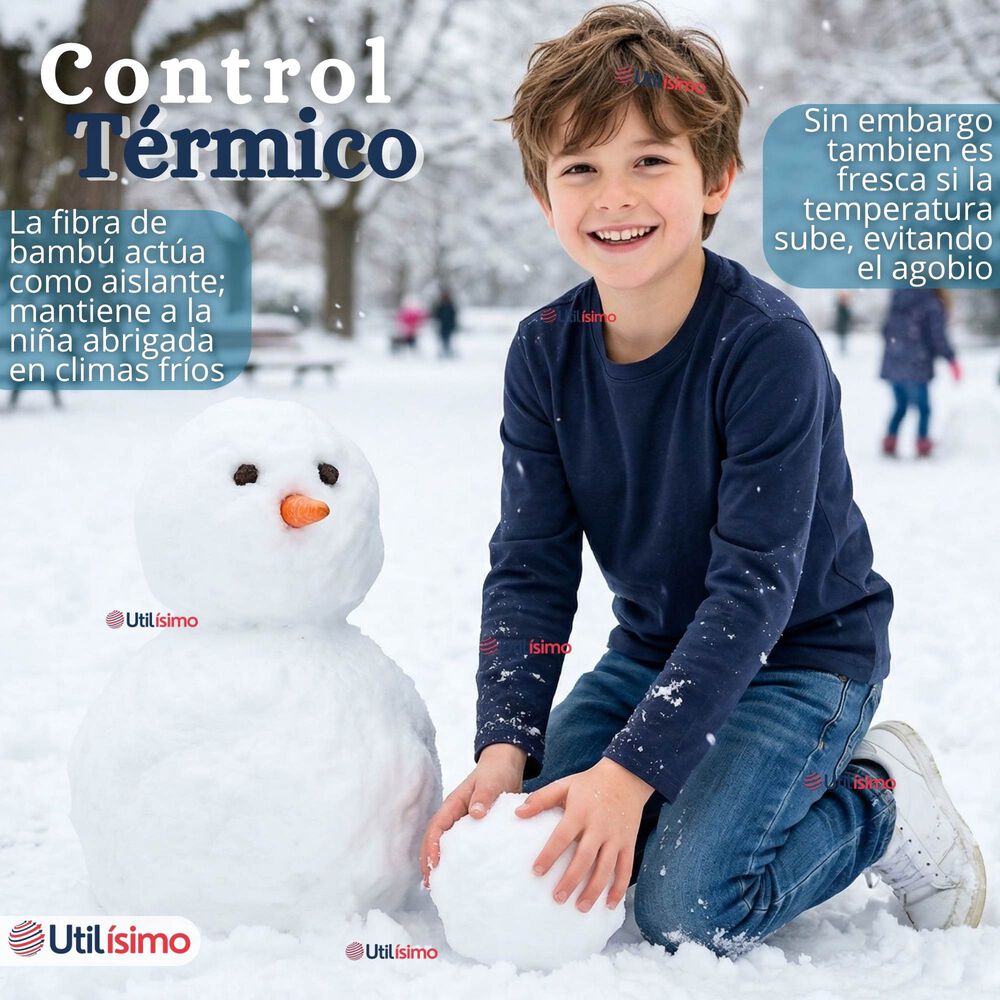 Pack 6 Poleras Camisetas Bamb&uacute; Cuello Redondo Primera Capa Manga Larga Colores Surtido Ni&ntilde;o image number 5.0