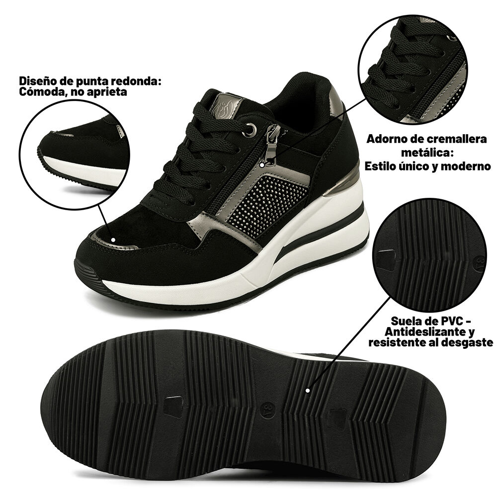 Zapatilla Deportiva Taco Cuña Malla Mujer Weide Jll61 image number 7.0