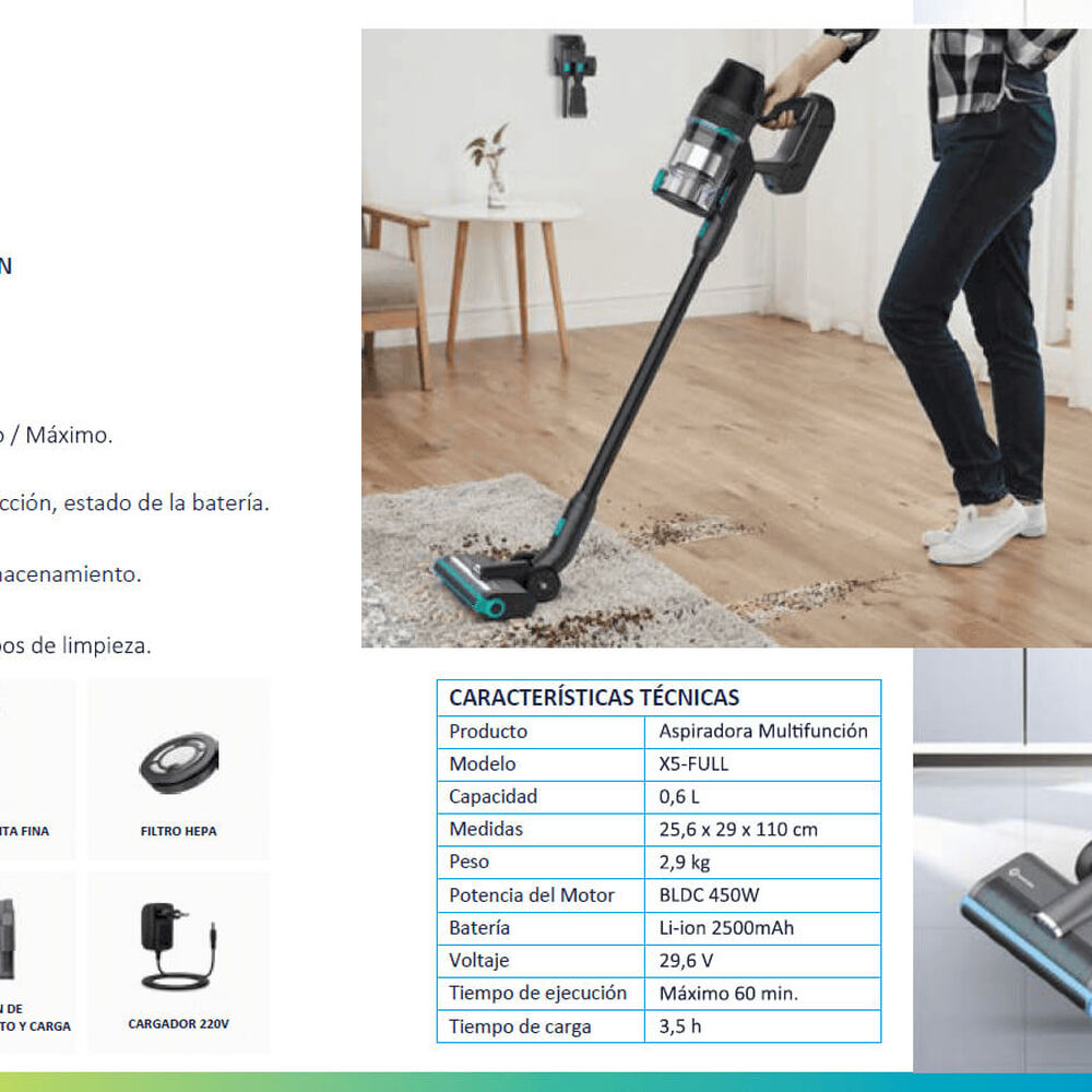 Aspiradora Inalámbrica X5-full 450w + Accesorios Primaterm image number 8.0