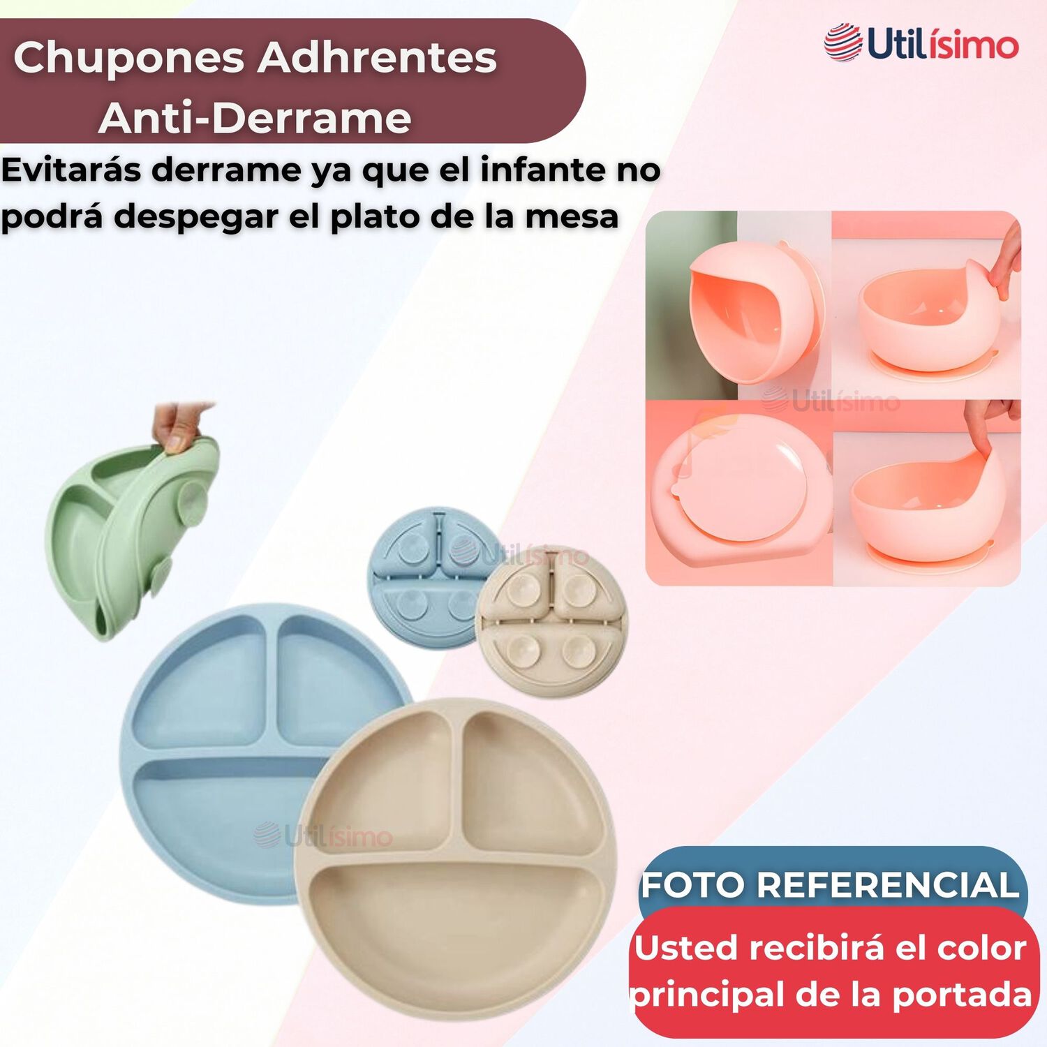 Set De Alimentaci&oacute;n Beb&eacute; Silicona 5 Piezas De Osito Libre Bpa Rosa image number 2.0