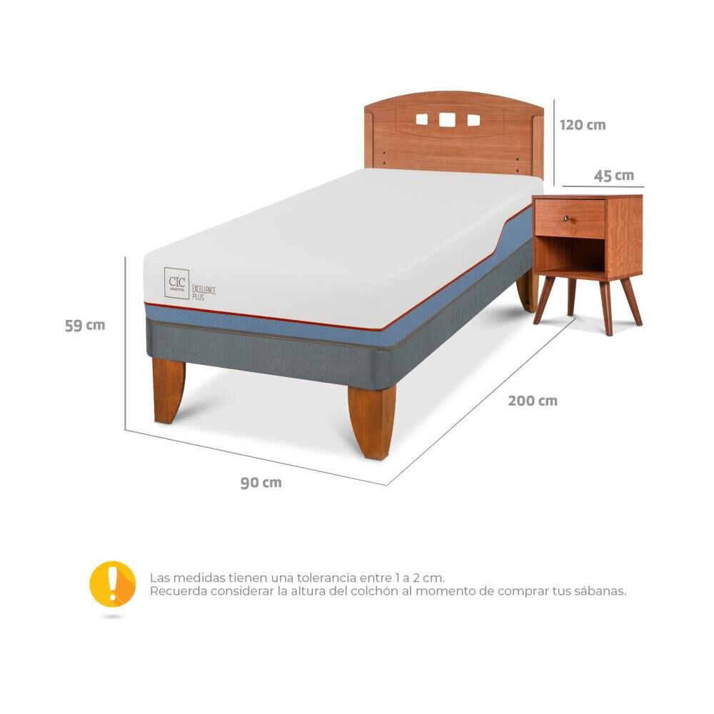 Cama Europea Cic Excellence Plus / 1 Plaza / Base Normal + Set De Maderas image number 2.0