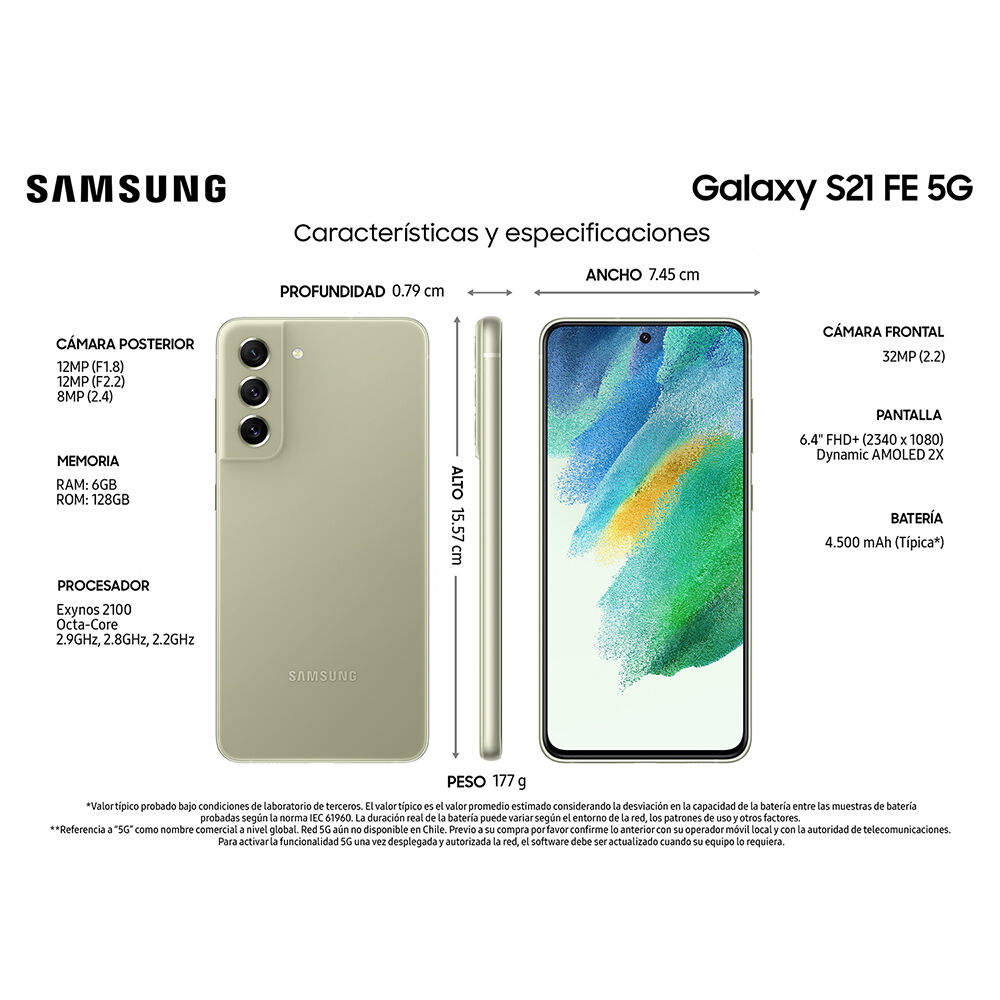 Smartphone Samsung Galaxy S21 FE 128GB LIGHT GREEN + Galaxy Watch4 40 mm Silver image number 3.0