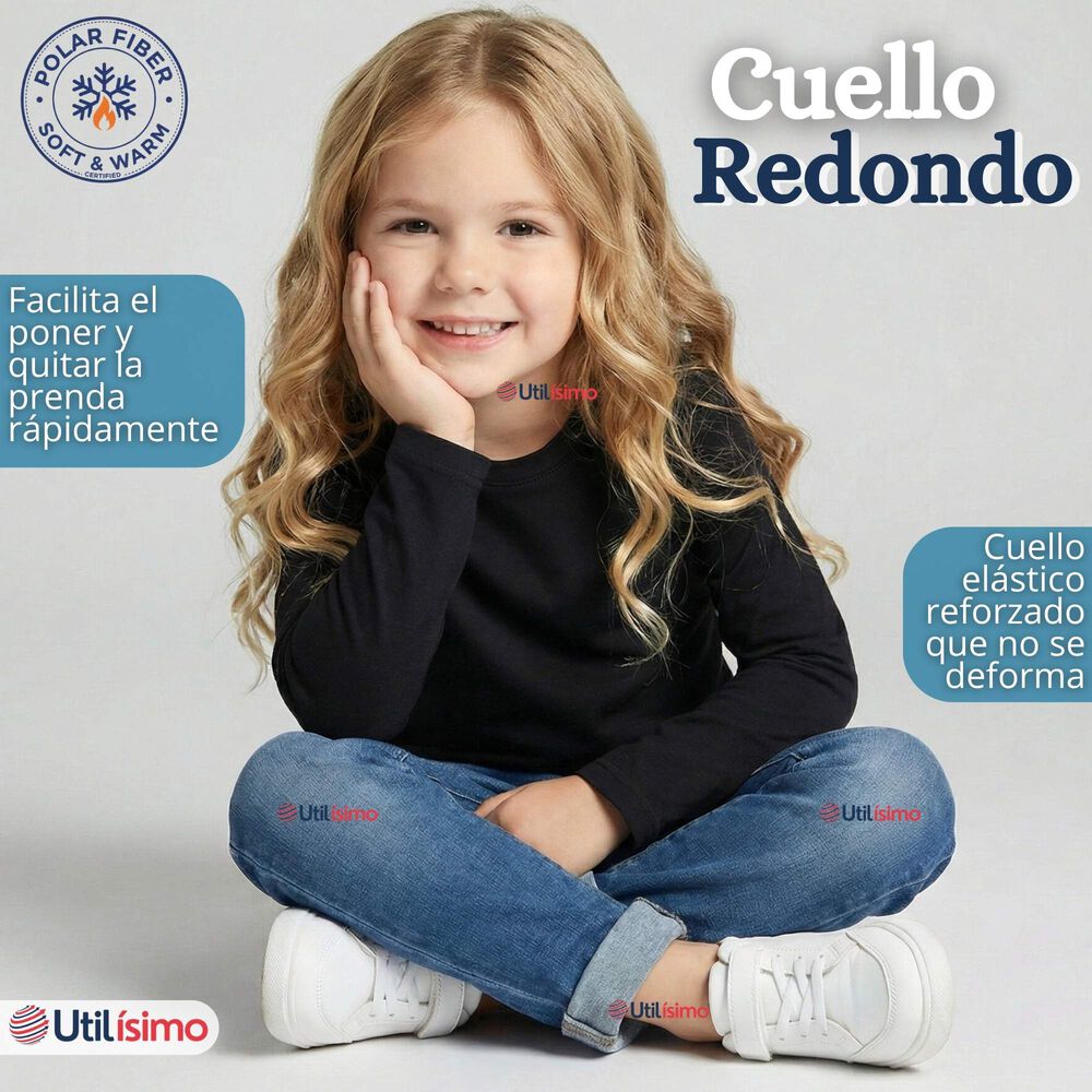 Pack 3 Poleras Camisetas Polar Primera Capa Cuello Redondo Manga Larga Colores Surtido Ni&ntilde;a image number 5.0