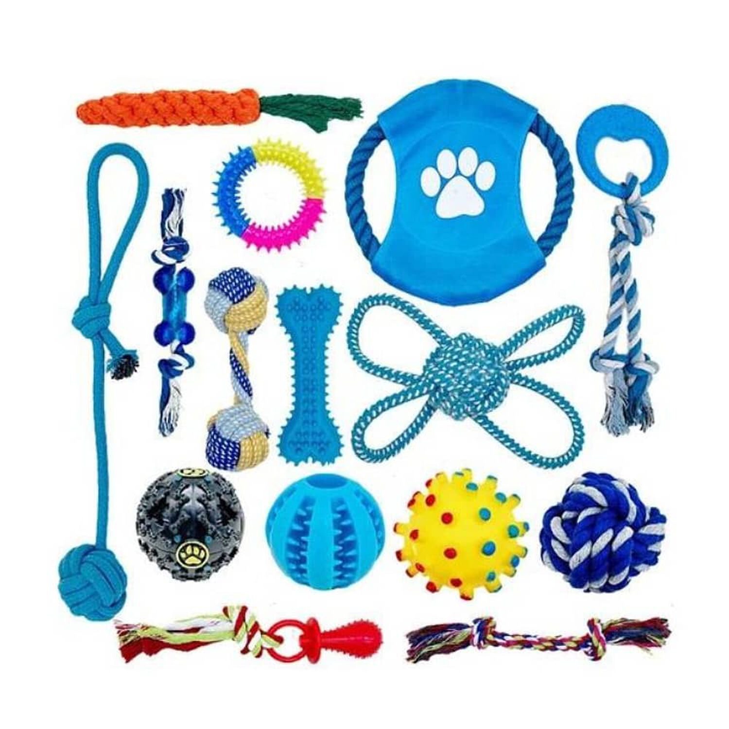 Set 15 Juguetes Para Mascotas Antiestr&eacute;s Pelota Cuerda Goma image number 0.0