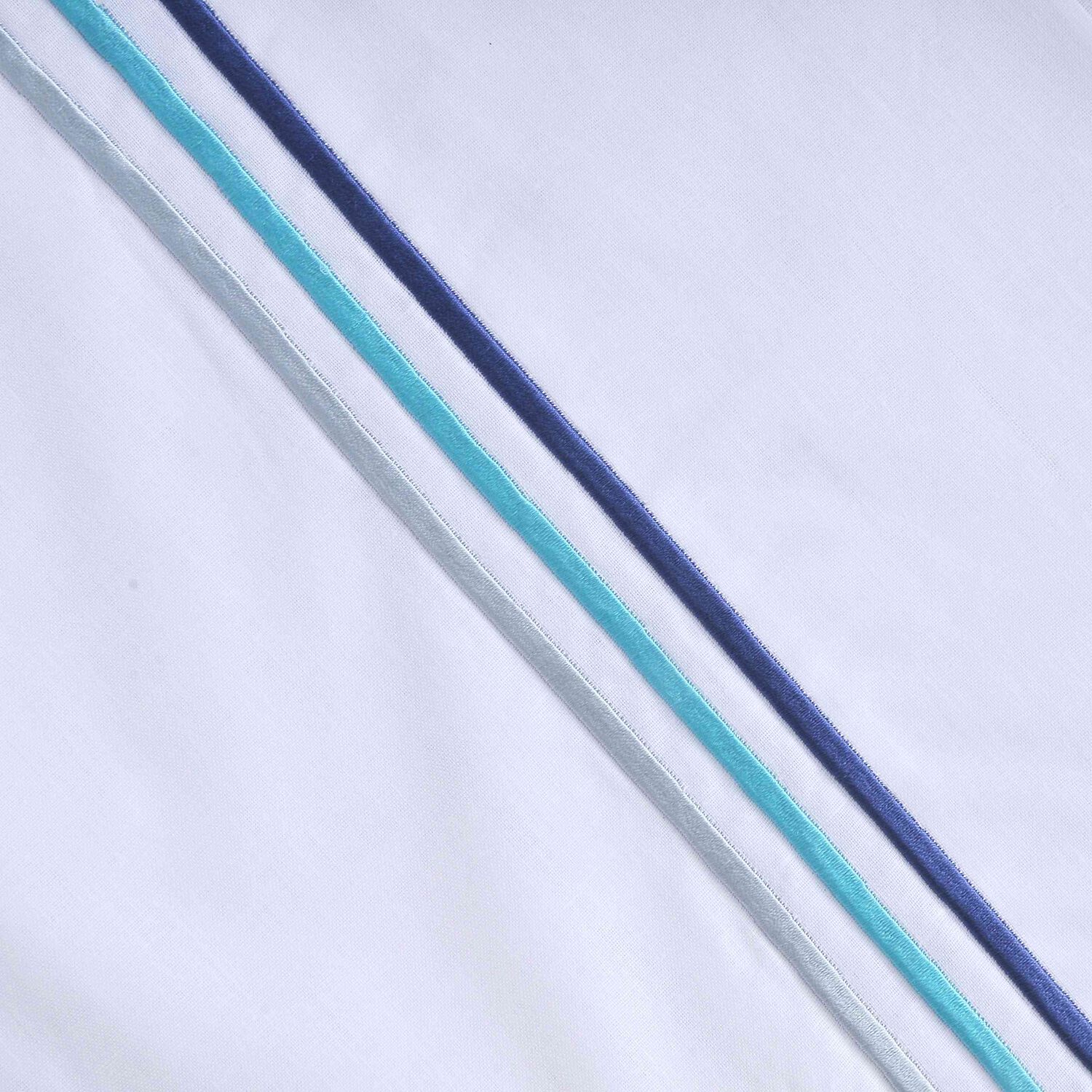 Sabana Bordada 144 Hilos Mashini King Line Azul image number 1.0