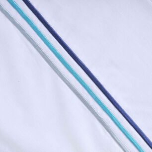 Sabana Bordada 144 Hilos Mashini King Line Azul