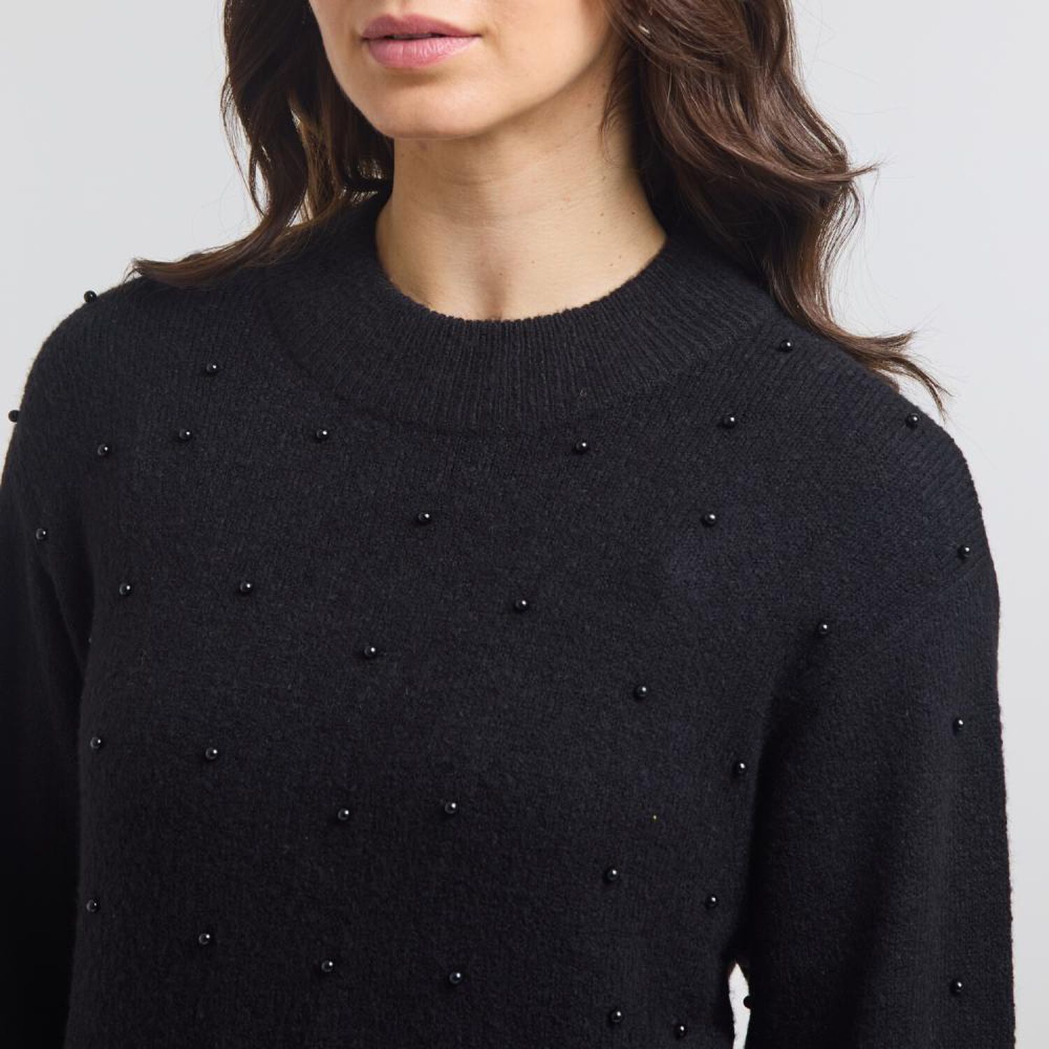 Sweater Liso Aplicaci&oacute;n Perlas Cuello Redondo Mujer Geeps image number 4.0