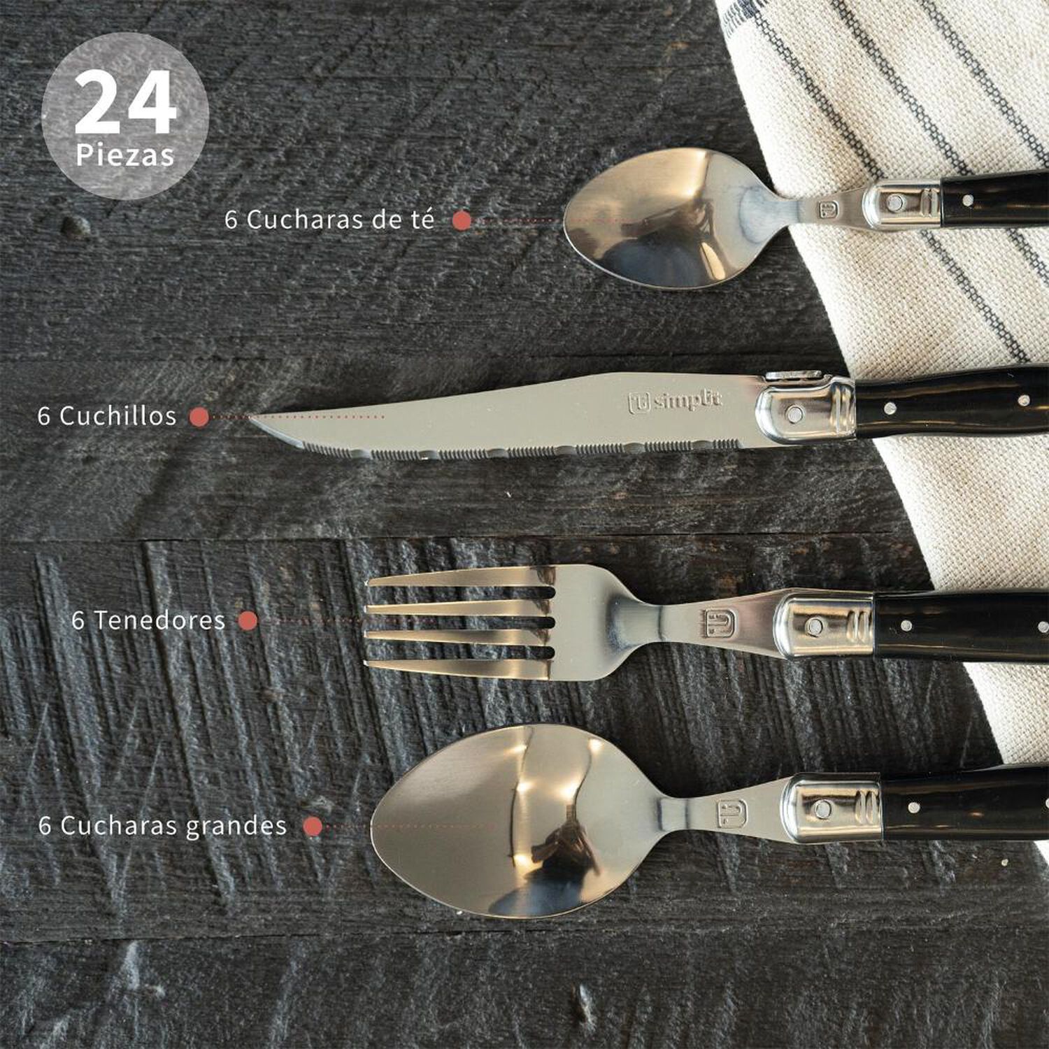 Set De Cuchiller&iacute;a 24 Pcs Cubiertos Paris Simplit image number 4.0