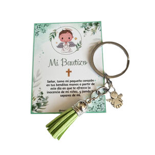 Encintados Recuerdos Bautizo 12 Llaveros + Tarjetas Bautismo