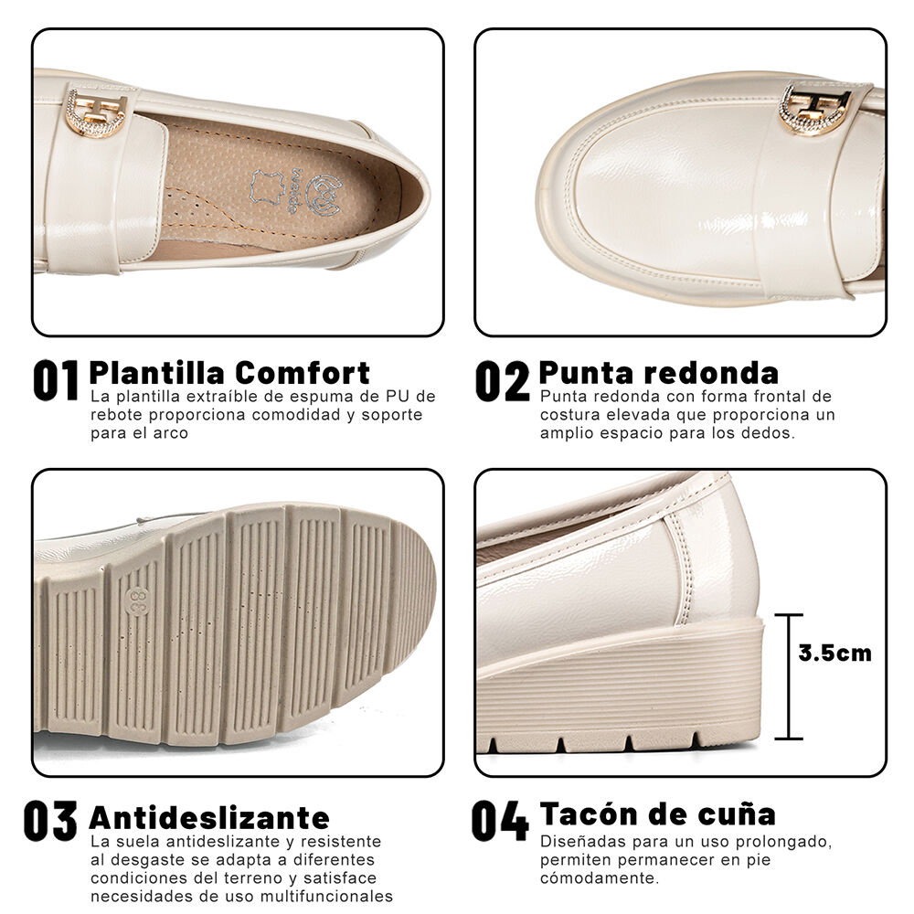 Mocasin Casual Mujer Charol Vintage Comodo Cuña Weide Jml10 image number 8.0