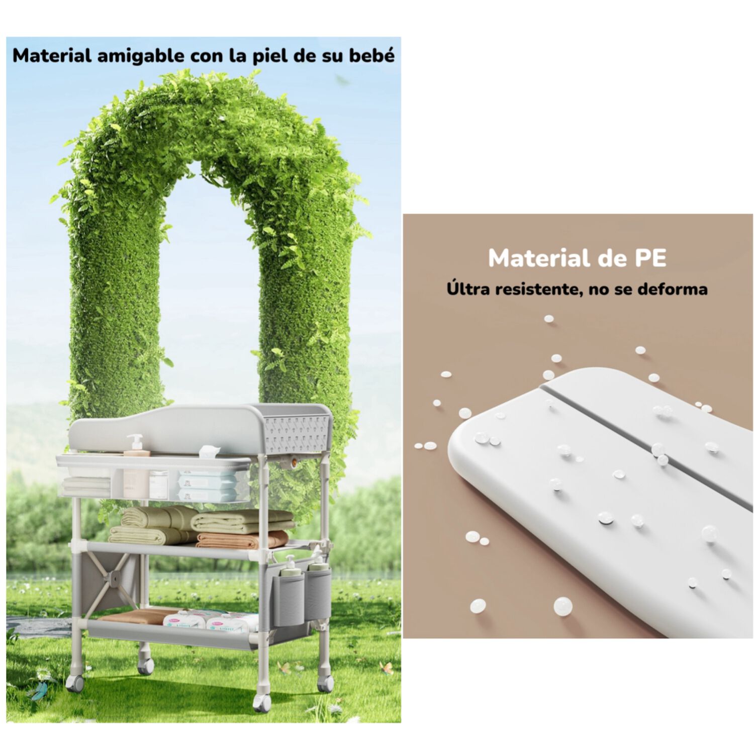 Mudador De Pa&ntilde;ales Plegable Gris Accesorios Bless Lubabycas image number 4.0
