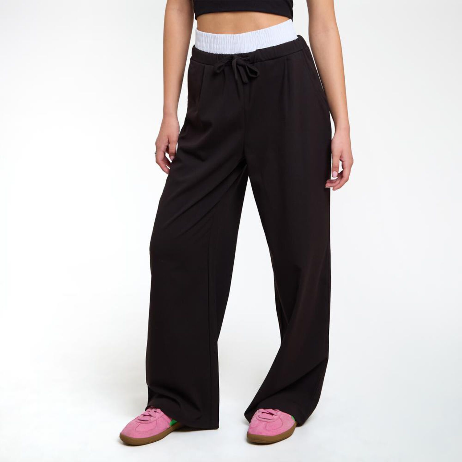 Pantal&oacute;n Doble Pretina Y Amarras Tiro Medio Relax Mujer Freedom image number 2.0